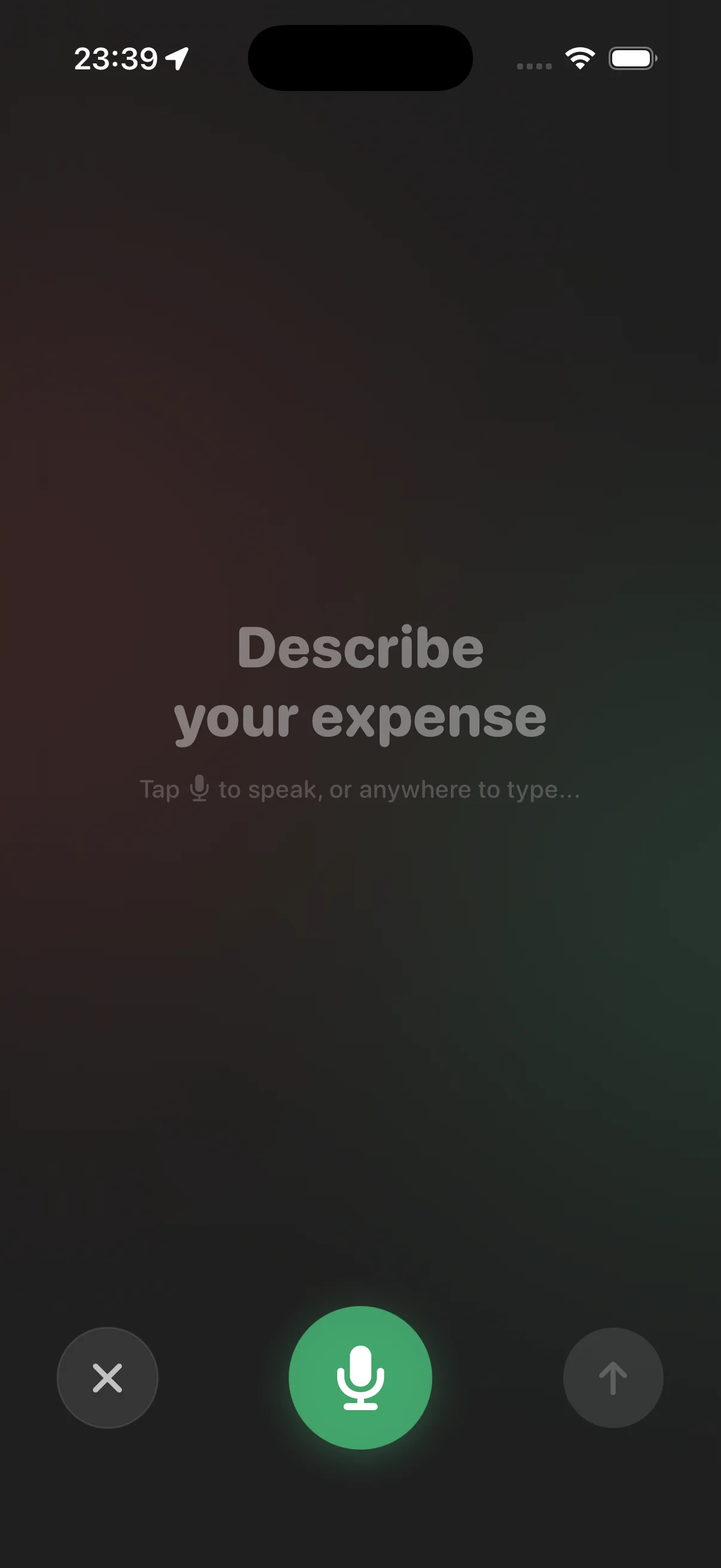 TripBudgy smart entry screen for natural language expense logging